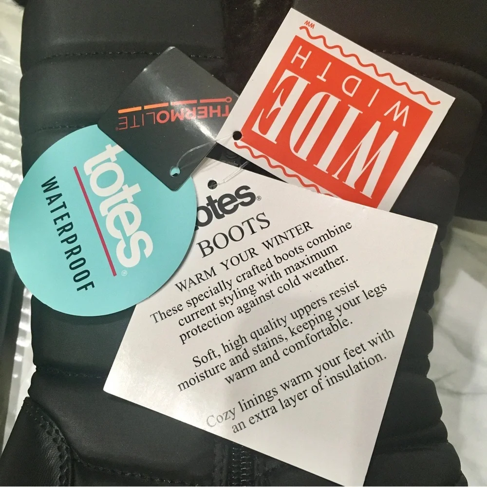 totes Women's Black Winter & Rain Tall Insulated Boots